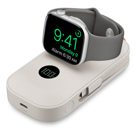 Belkin BoostCharge Pro 10 000 mAh Powerbank med Apple Watch-lader - Sand