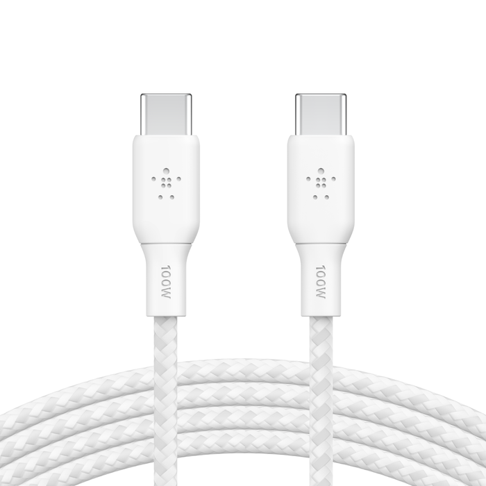 Belkin USB-C til USB-C 100W Vevd Ladekabel 2m - Hvit
