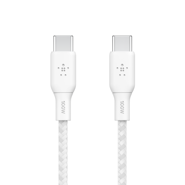 Belkin USB-C til USB-C 100W Vevd Ladekabel 3m - Hvit