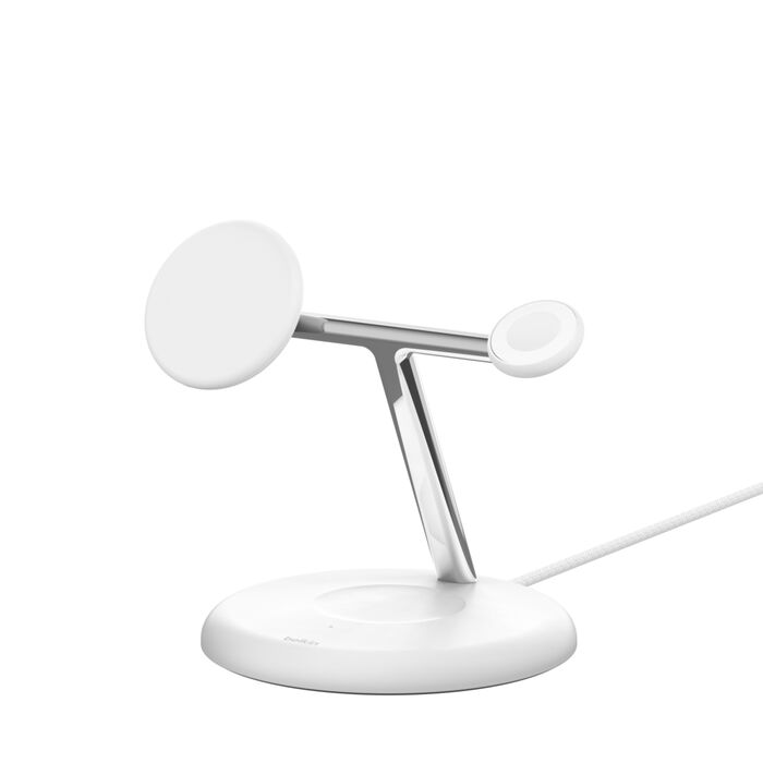 Belkin BoostCharge Pro 3-i-1 Trådløst Qi2 Ladestativ - Hvit