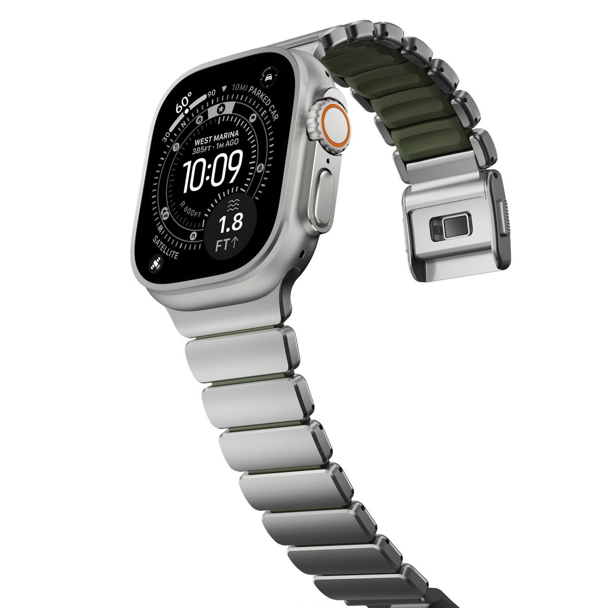 Nomad 49/46 mm Stratos Band Reim - Natural Titanium/Forest