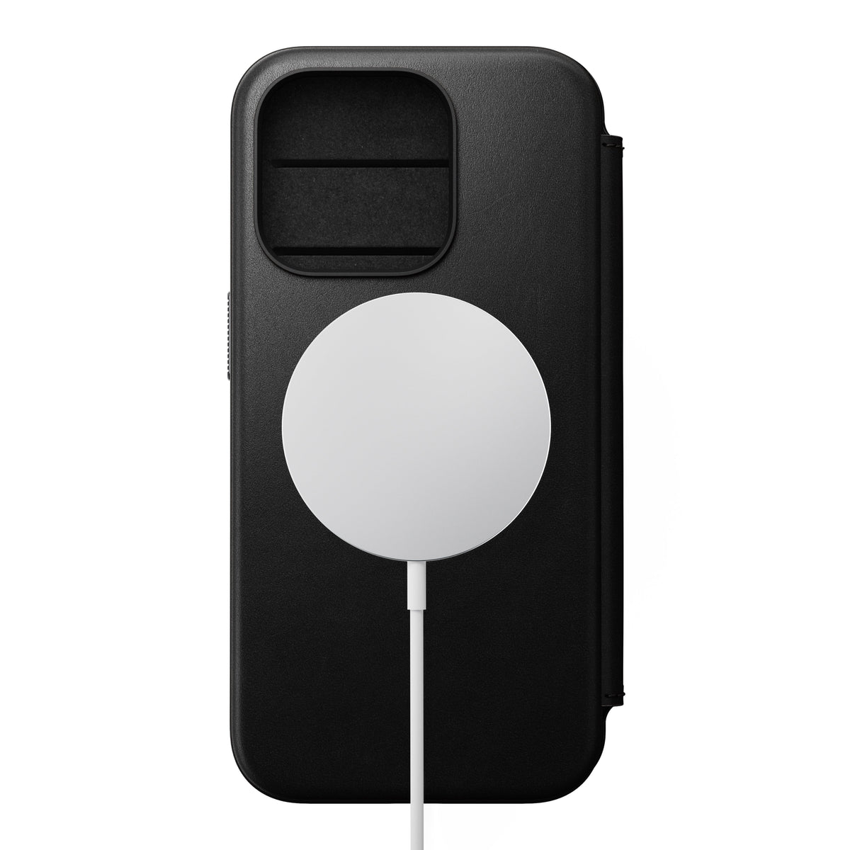 Nomad Lommebokdeksel i skinn med MagSafe til iPhone 15 Pro - Svart