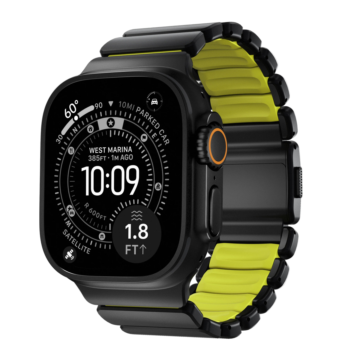 Nomad 49/46 mm Stratos Band Reim - Black Titanium/Volt