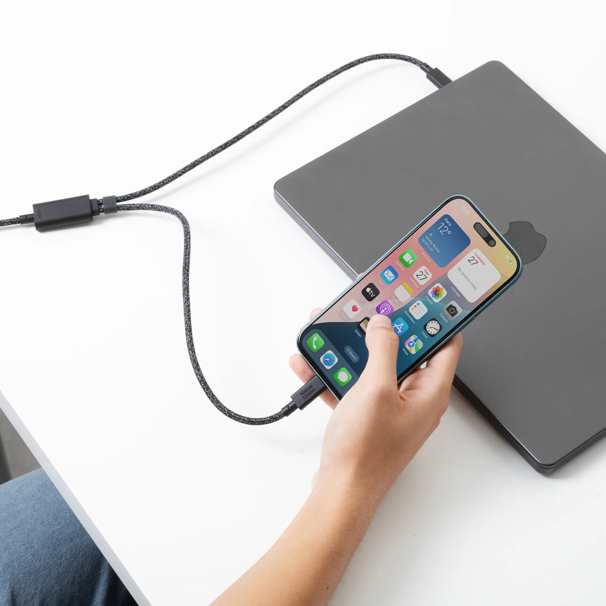 Native Union 2-i-1 USB-C til USB-C ladekabel 2m - Cosmos