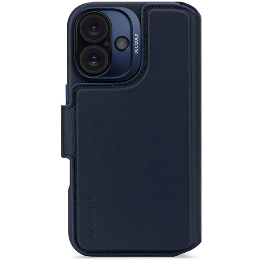 Decoded Lommebokdeksel i skinn med MagSafe til iPhone 16 - Navy