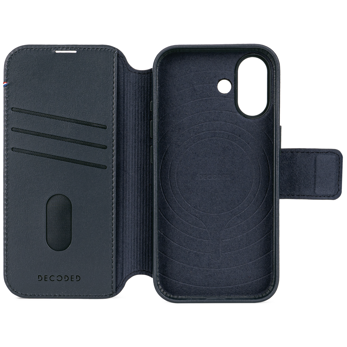 Decoded Lommebokdeksel i skinn med MagSafe til iPhone 17 - Navy