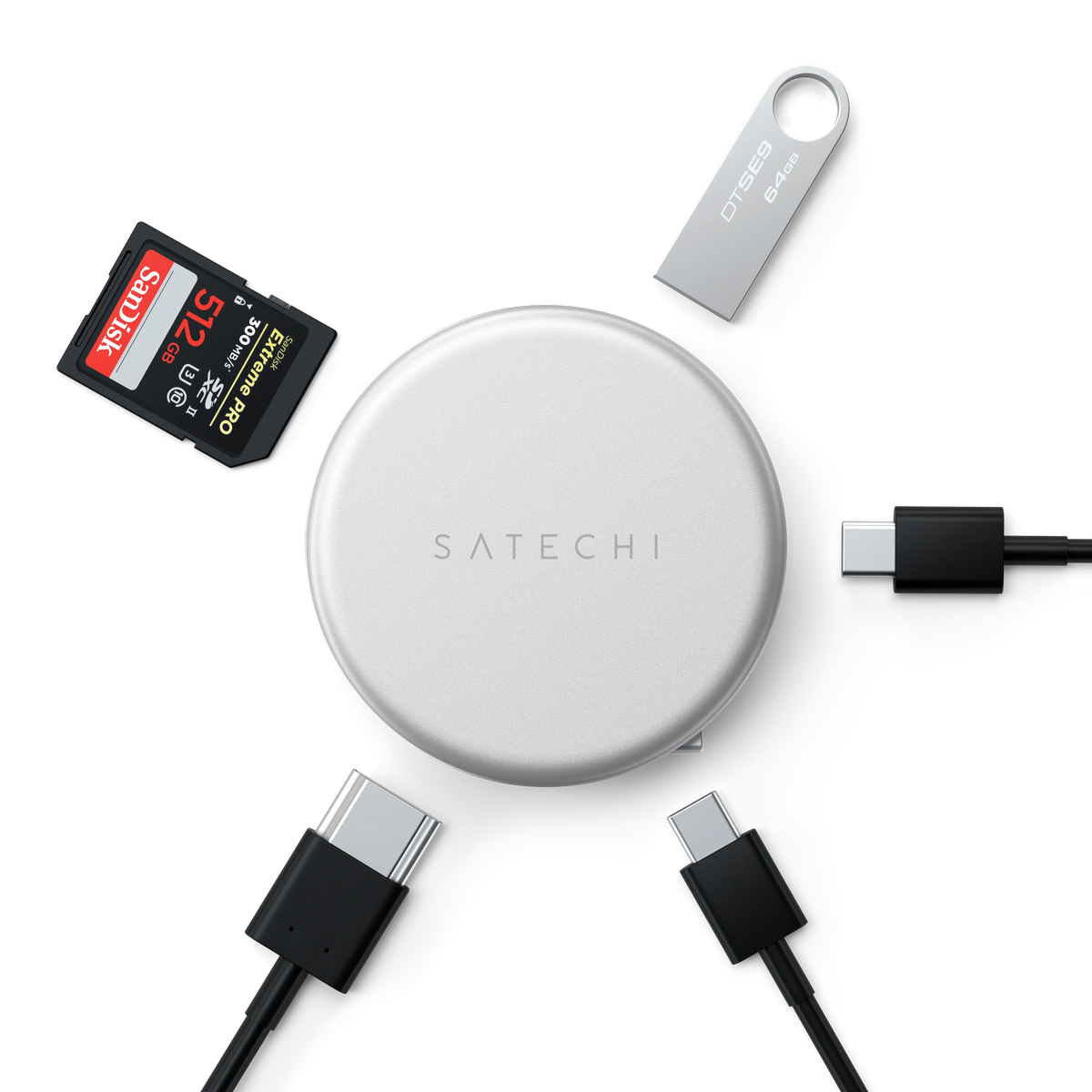 Satechi OnTheGo 5-i-1 Multiport Adapter - Silver
