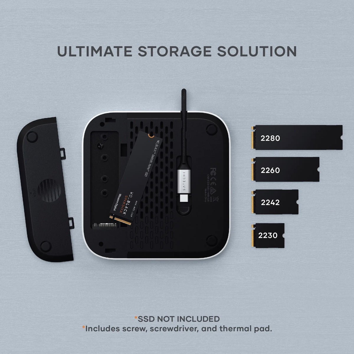 Satechi Mac mini Stand Hub med SSD-kabinett
