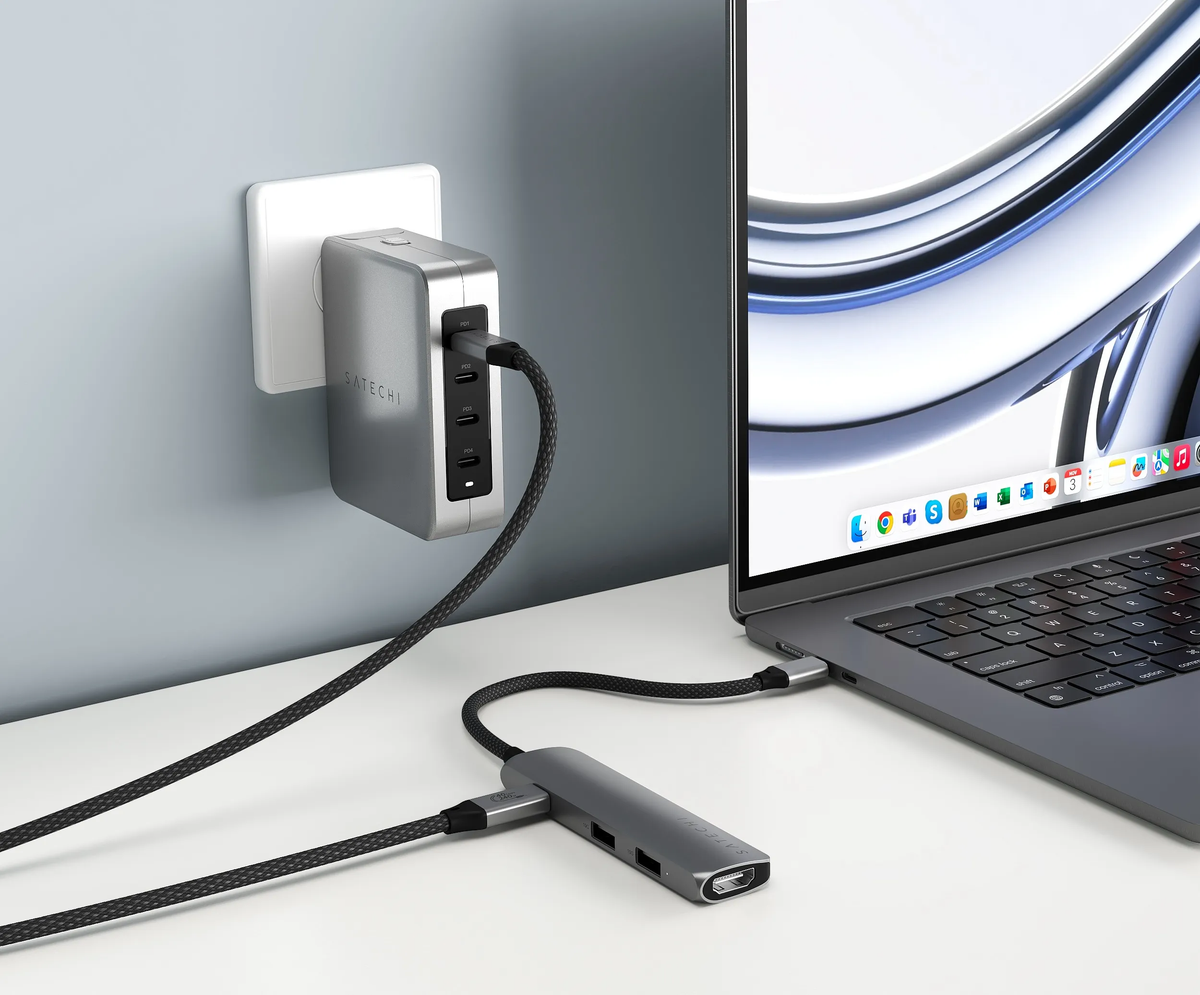 Satechi Slim 4 Multiport Adapter - Stellargrå