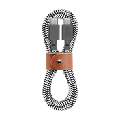 Native Union Belt USB-C til USB-C ladekabel 1,2 m i zebramønster med skinnspenne